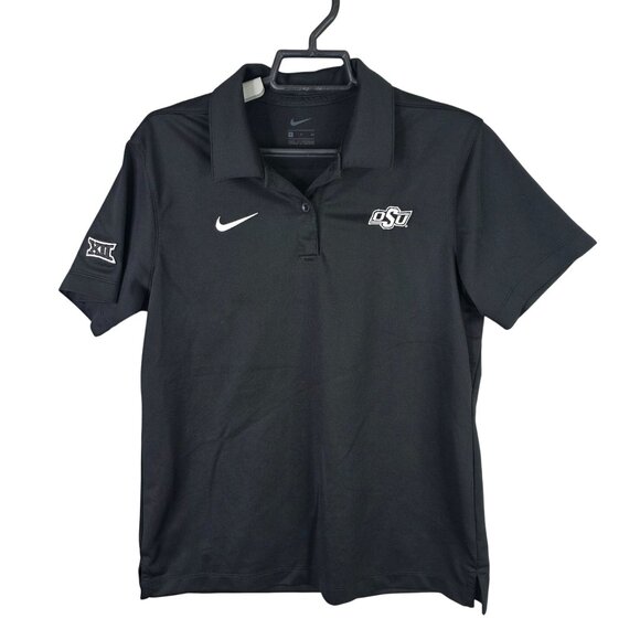Womens Nike Black OSU Polo Shirt Short Sleeve Polyester Oklahoma State Size S - Picture 1 of 7